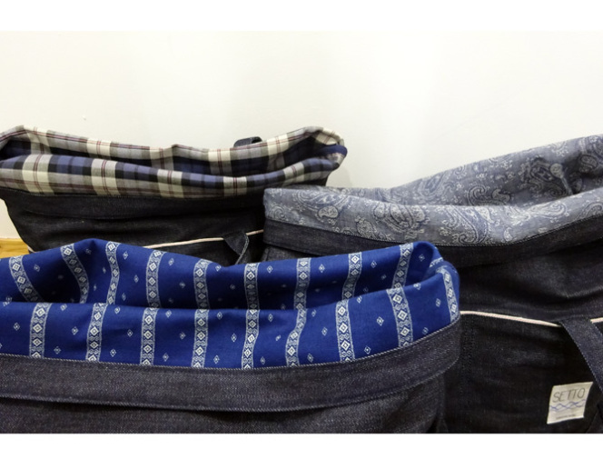 【　INDIGO FOLD TOTE BAG　】